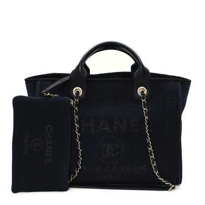 Chanel Mixed Fibers Small Deauville Tote Navy 3 of 13