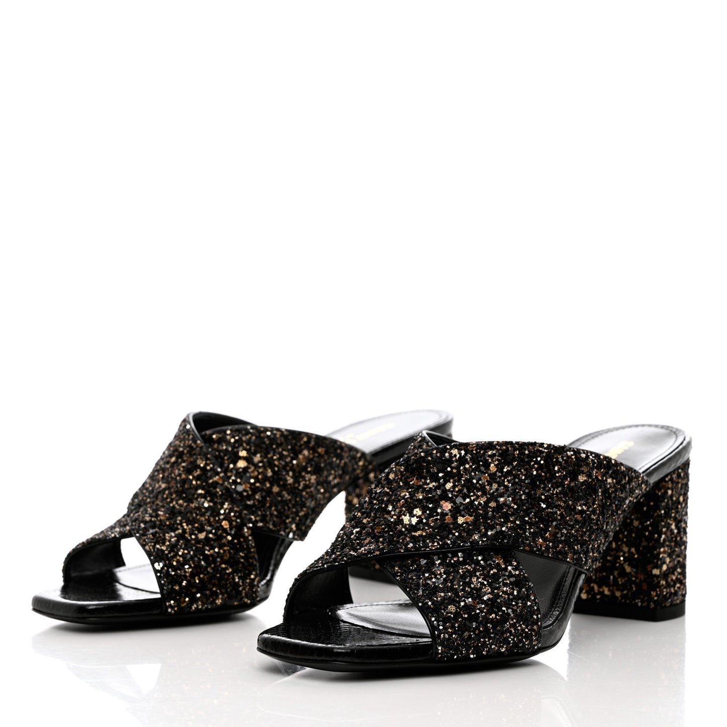 Glitter LouLou 70 Mule Sandals 35 Black Gold