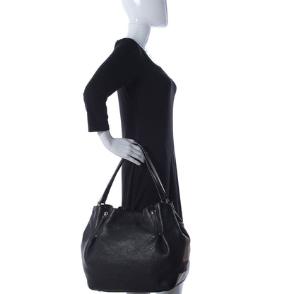 Burberry Grainy Calfskin House Check Medium Maidstone Black 2 of 10