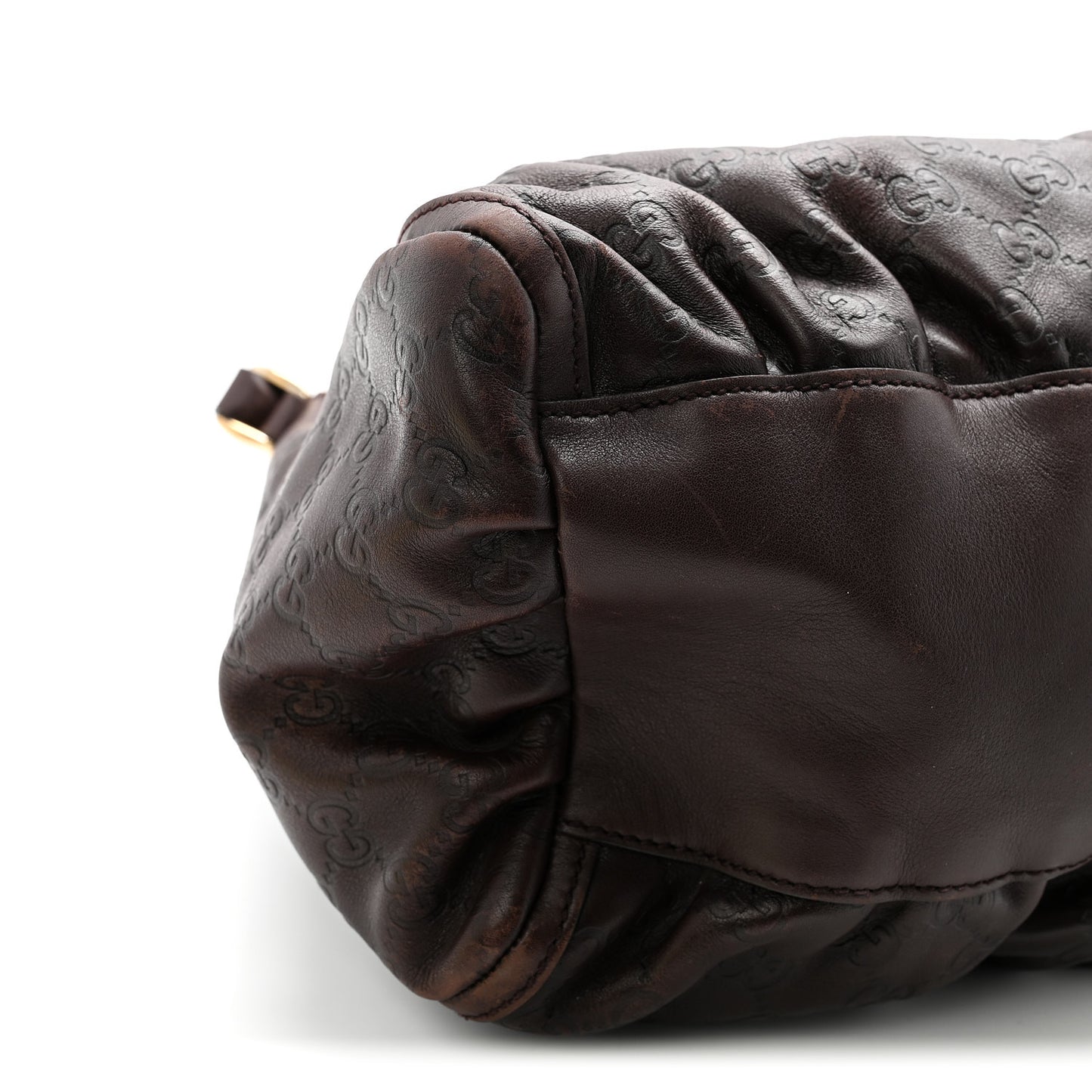 Guccissima Large D Gold Ring Hobo Chocolate Brown