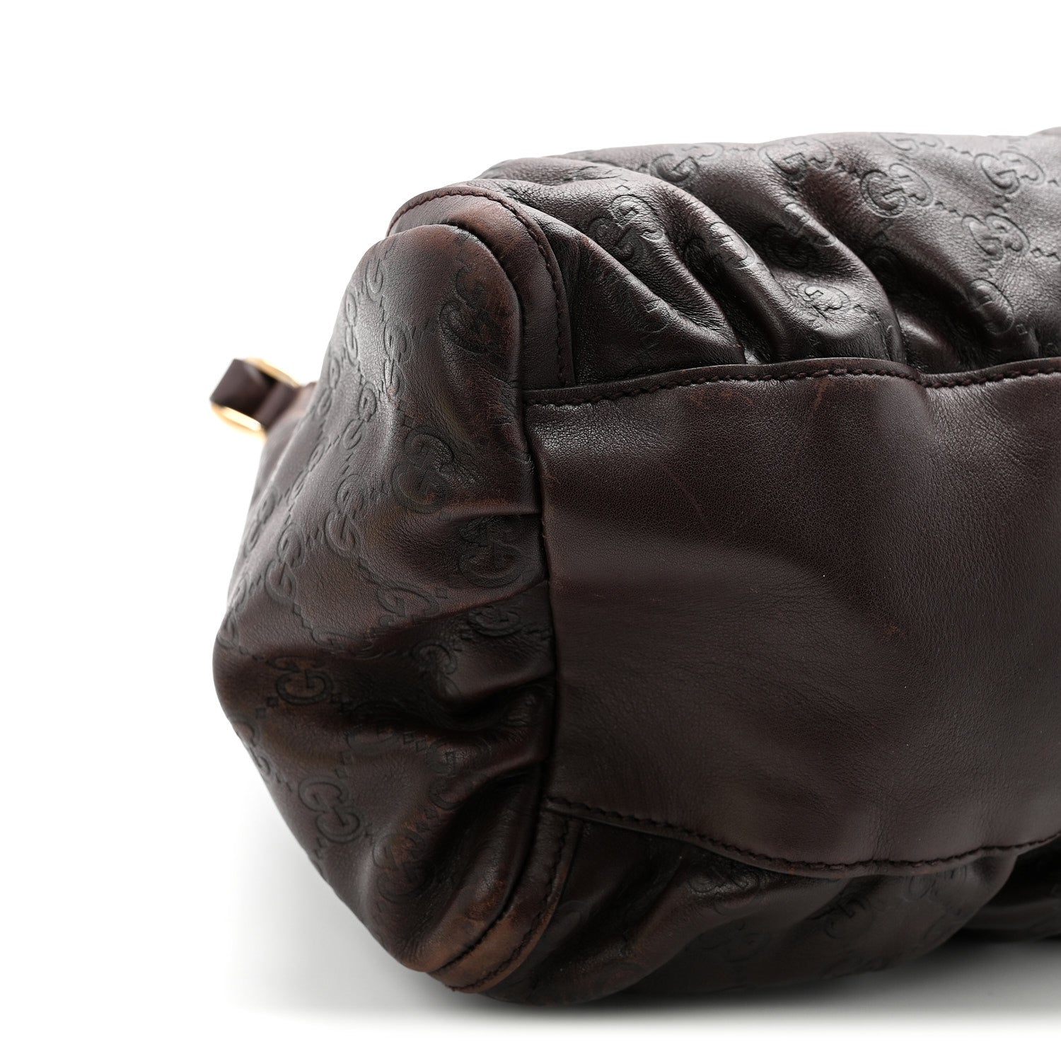 Gucci Guccissima Large D Gold Ring Hobo Chocolate Brown 9 of 12