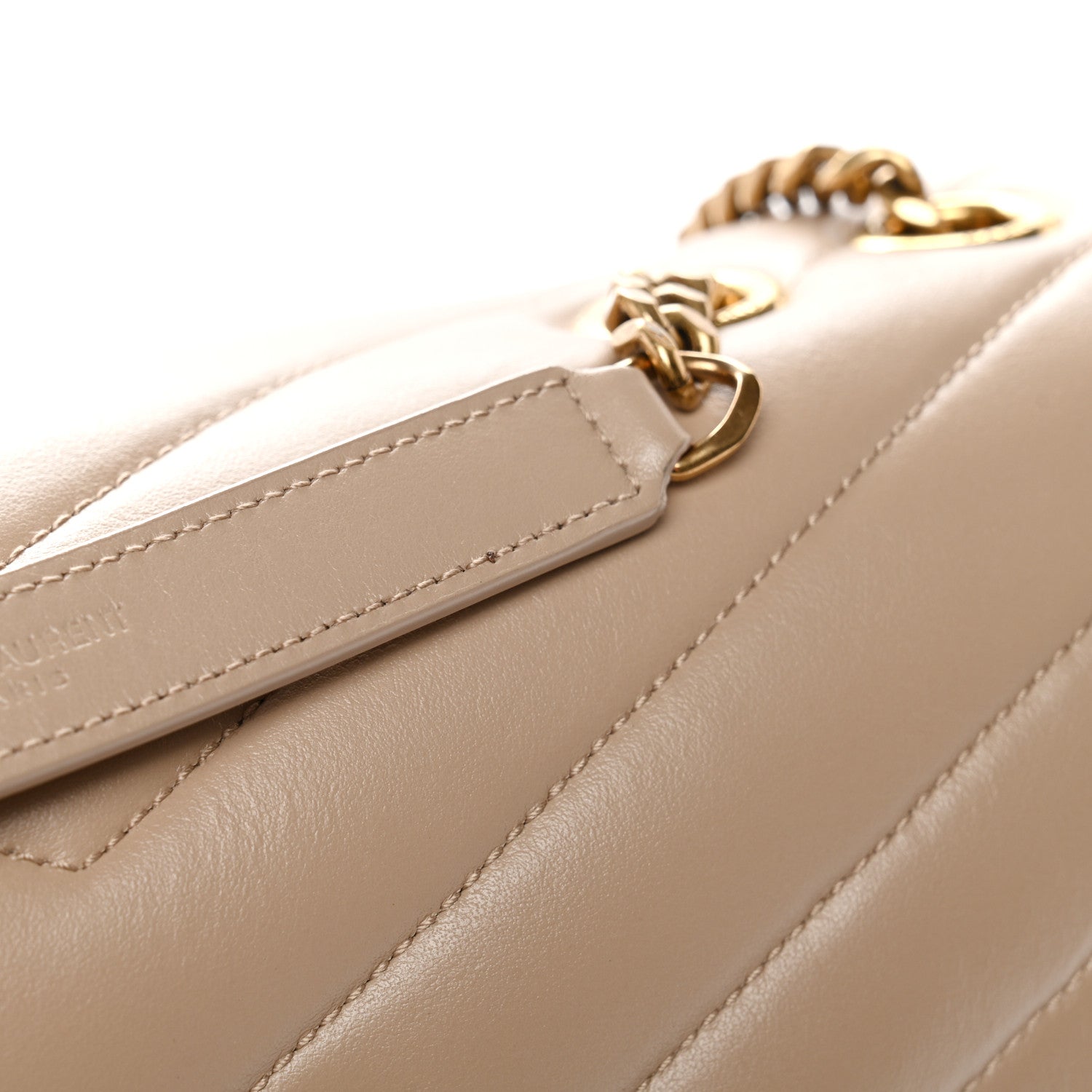 Saint Laurent Calfskin Y Quilted Monogram Medium Loulou Chain Satchel Dark Beige 11 of 11