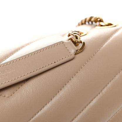 Saint Laurent Calfskin Y Quilted Monogram Medium Loulou Chain Satchel Dark Beige 11 of 11