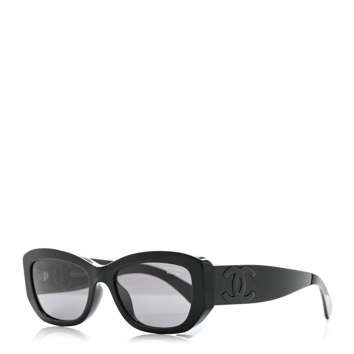 Chanel Acetate Polarized Rectangle Sunglasses 5493-A Black 1 of 8