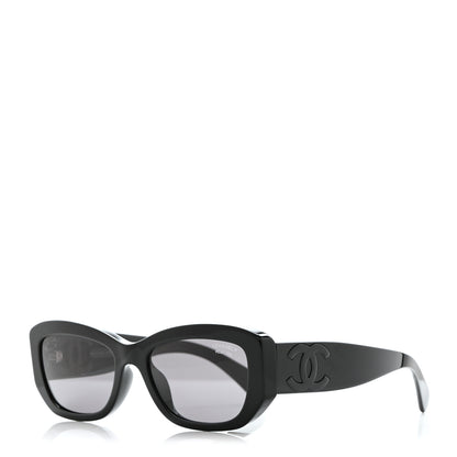 Chanel Acetate Polarized Rectangle Sunglasses 5493-A Black 1 of 8