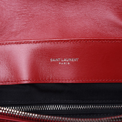 Saint Laurent Calfskin Y Quilted Monogram Medium Loulou Chain Satchel Lipstick Red 8 of 14