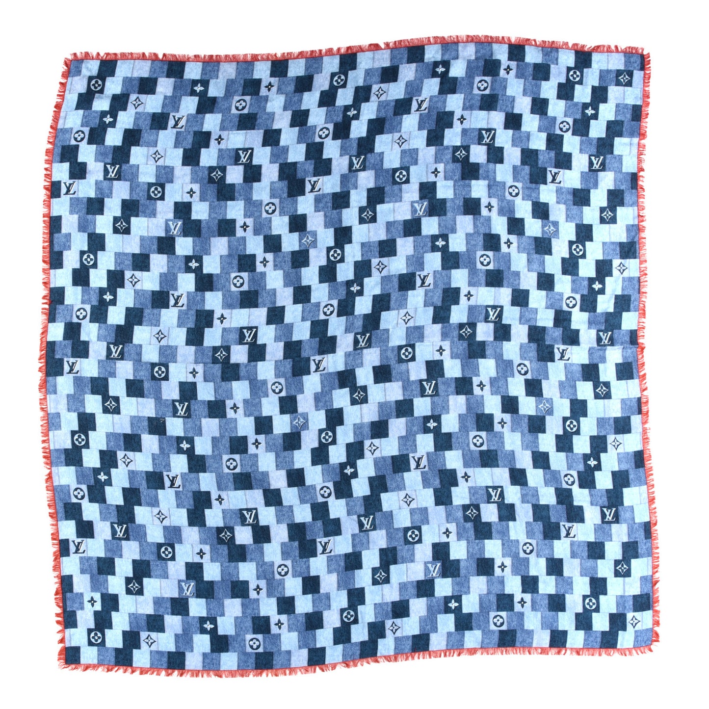 Monogram Denim Patchwork Shawl Blue