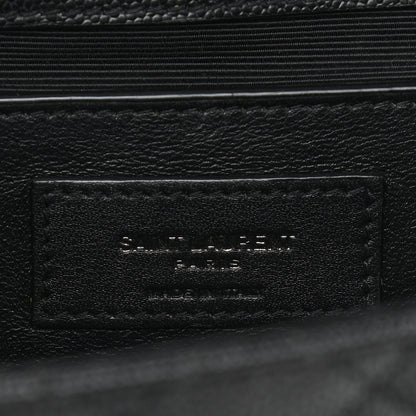 Saint Laurent Grain De Poudre Textured Mixed Matelasse Triquilt Medium Monogram Satchel Black 6 of 16