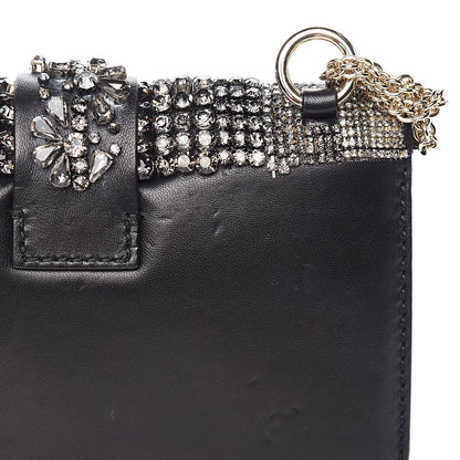 Valentino Garavani Vitello Crystal Embellished Small Glam Lock Rockstud Flap Black 10 of 13