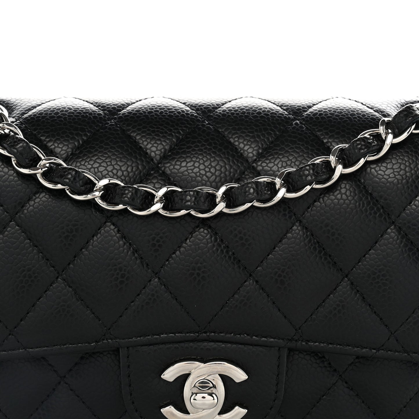 Caviar Quilted Small Double Flap Black