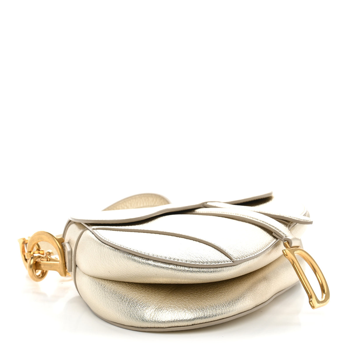 Christian Dior Metallic Goatskin Saddle Bag With Strap Gold 4 of 10
