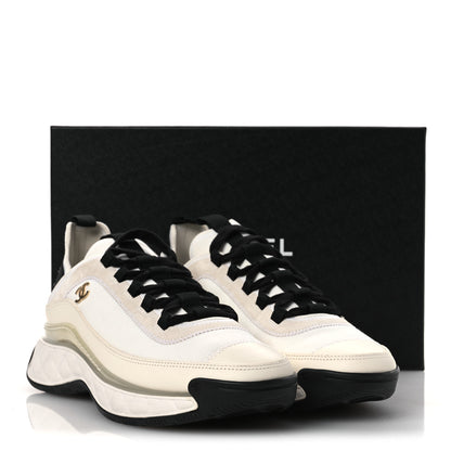 Chanel Velvet Calfskin Mixed Fibers CC Sneakers 40.5 Ivory Black 11 of 11