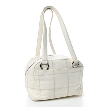 Chanel Caviar Square Stitched Bowler White 3 of 12