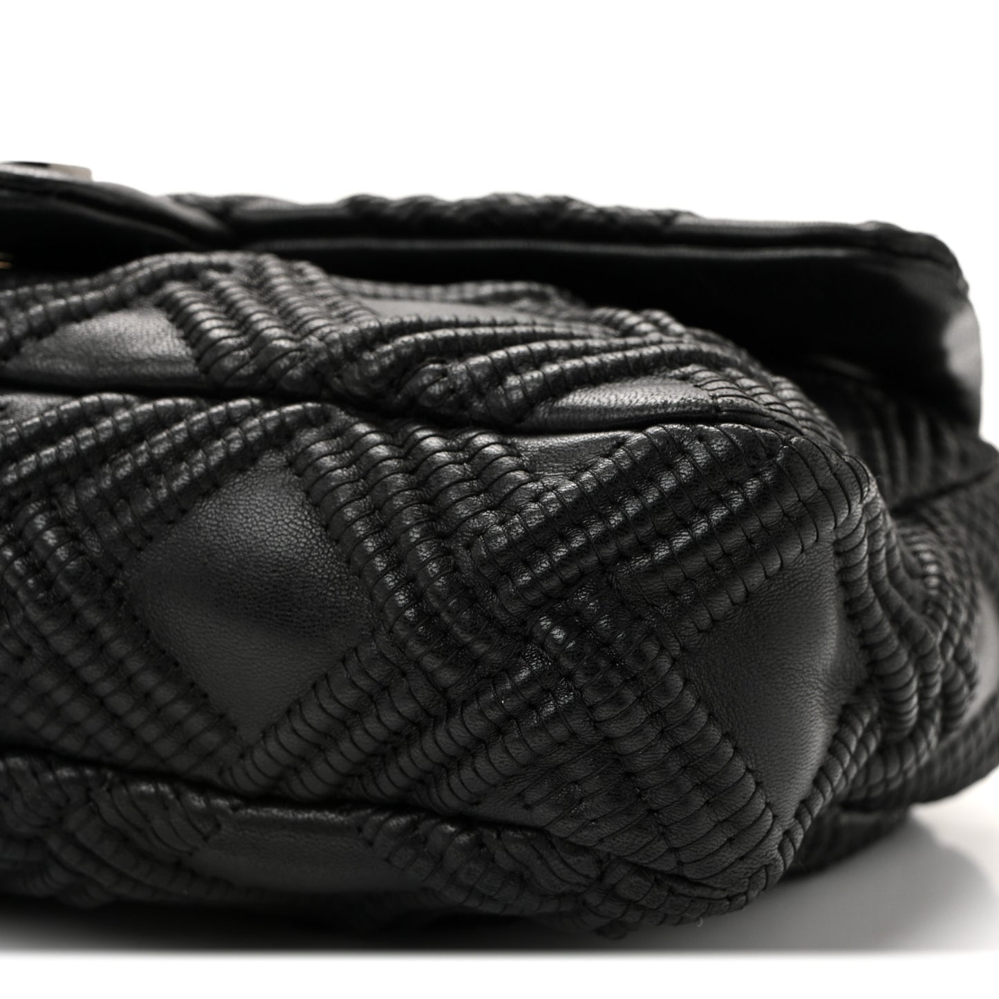 Lambskin Stitch Small Walk Of Fame Rectangular Flap Black