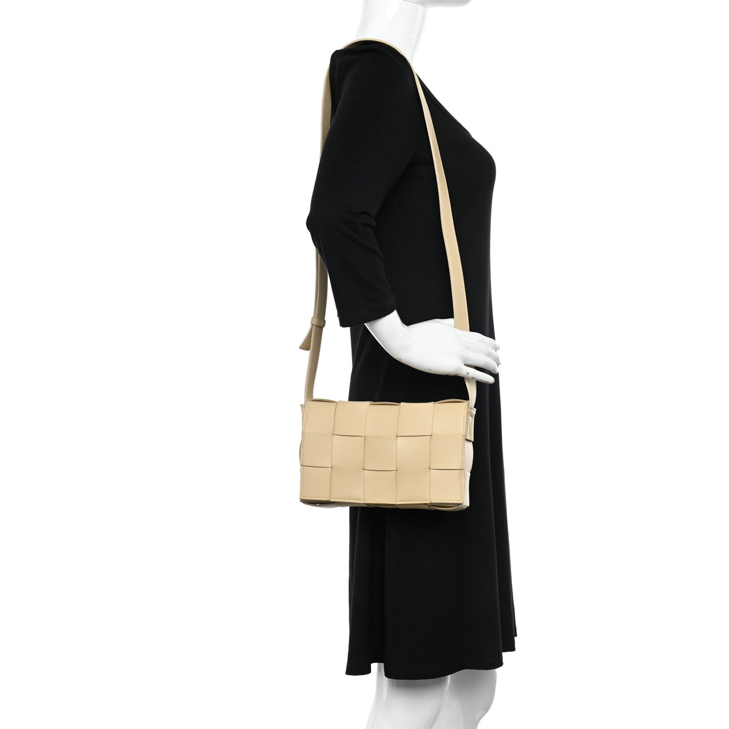 Lambskin Maxi Intrecciato Cassette Crossbody Bag Almond
