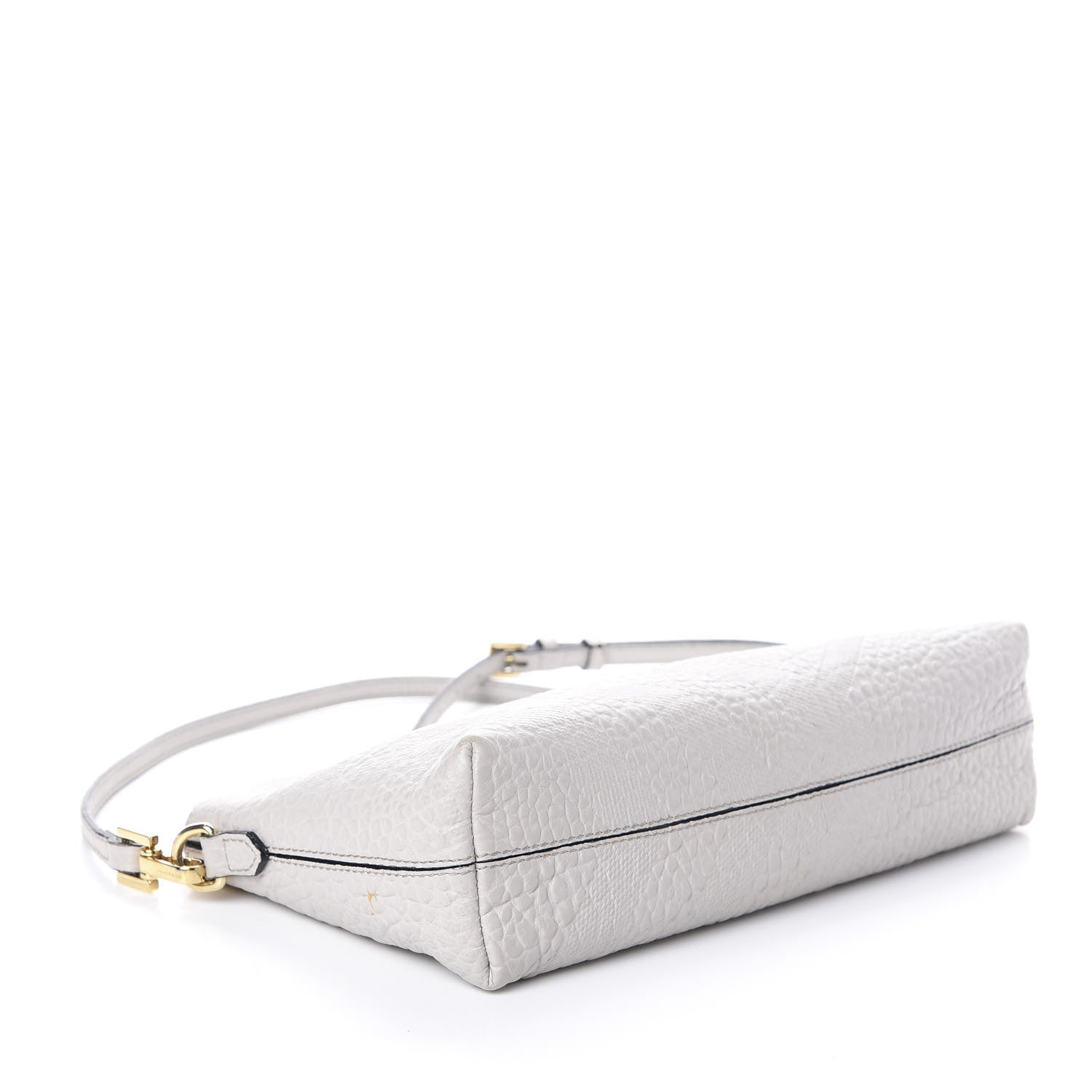 Burberry Signature Grain Calfskin Check Embossed Small Chichester Crossbody Clutch Bag Pale Grey 4 of 9