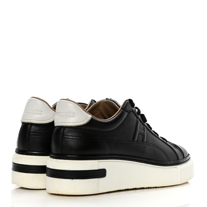 Hermes Calfskin Womens Polo Sneakers 40.5 Black White 4 of 9