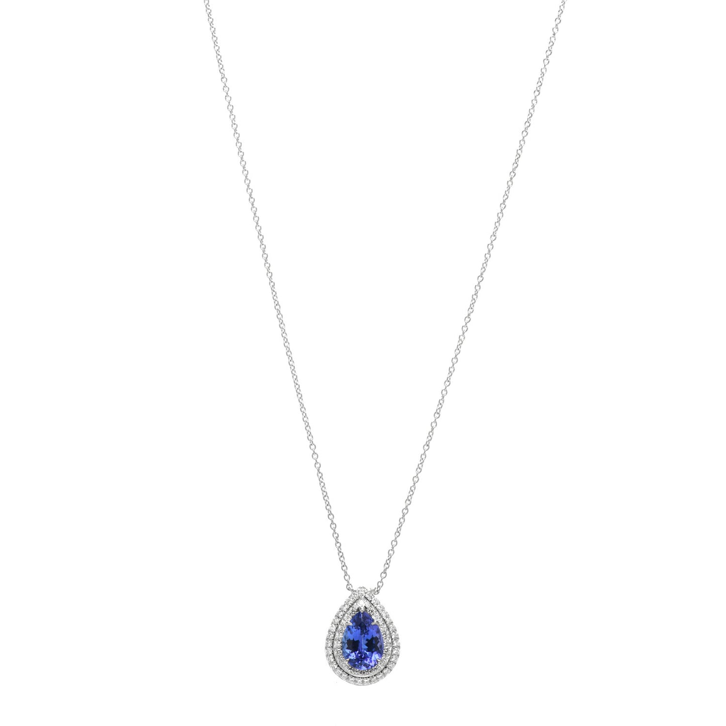 Platinum Diamond Tanzanite Pear Shaped Soleste Pendant Necklace