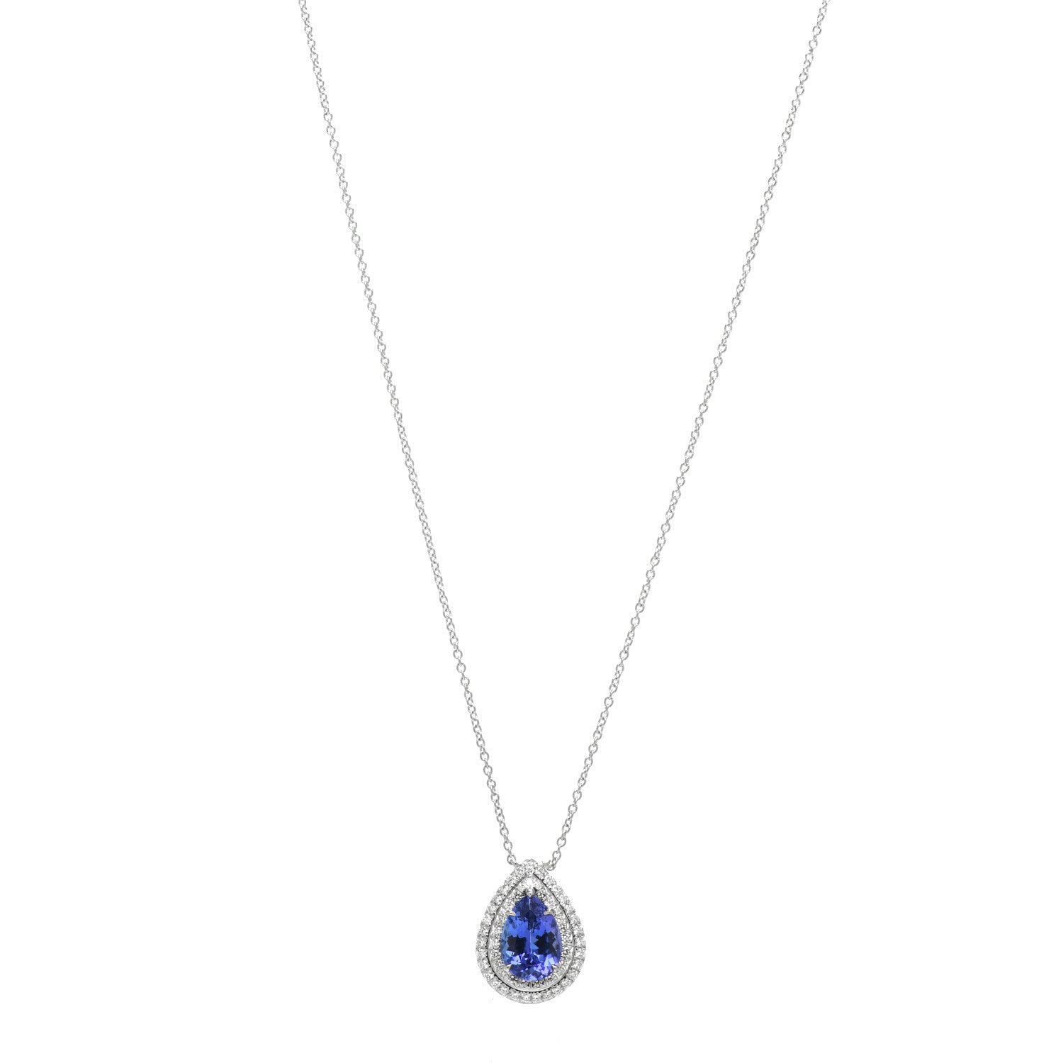 Tiffany Platinum Diamond Tanzanite Pear Shaped Soleste Pendant Necklace 1 of 4