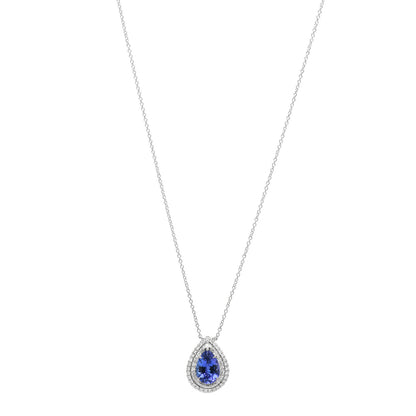 Tiffany Platinum Diamond Tanzanite Pear Shaped Soleste Pendant Necklace 1 of 4