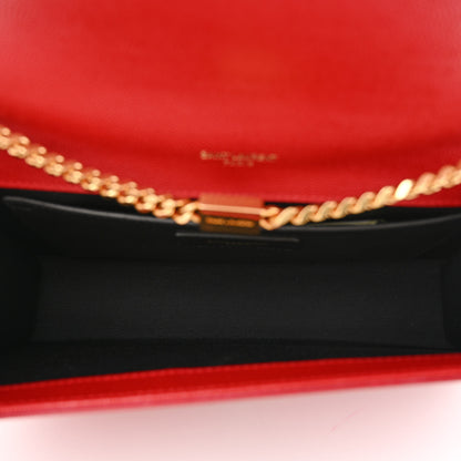Saint Laurent Grain De Poudre Medium Monogram Kate Satchel Red 5 of 10