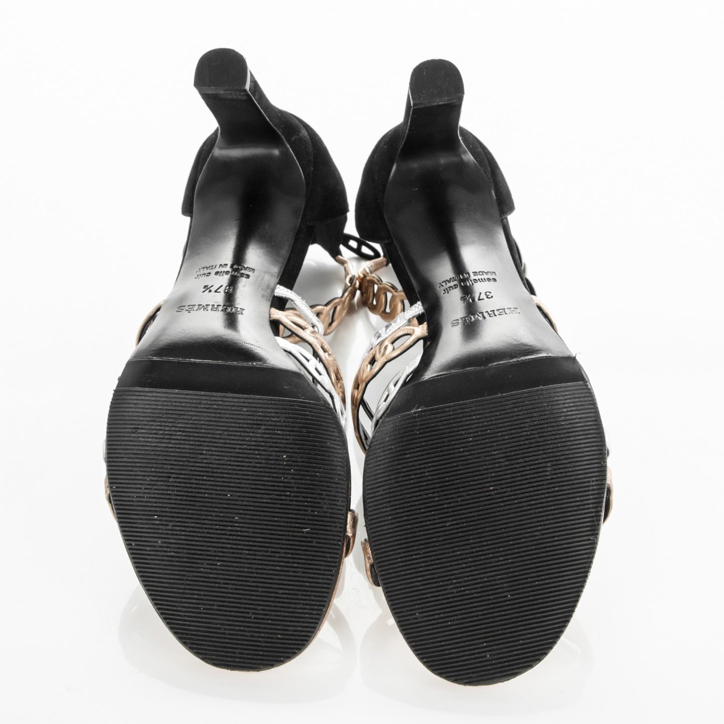 Laminated Nappa Calfskin Suede Goatskin Naiade Sandals 37.5 Argent