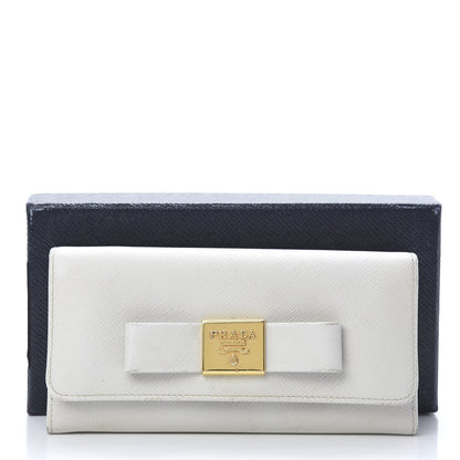 Prada Saffiano Bow Continental Wallet Talco 17 of 17