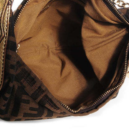 Fendi Zucca Laminated Vachetta Small Chef Chian Hobo Tobacco Bronzo 5 of 9