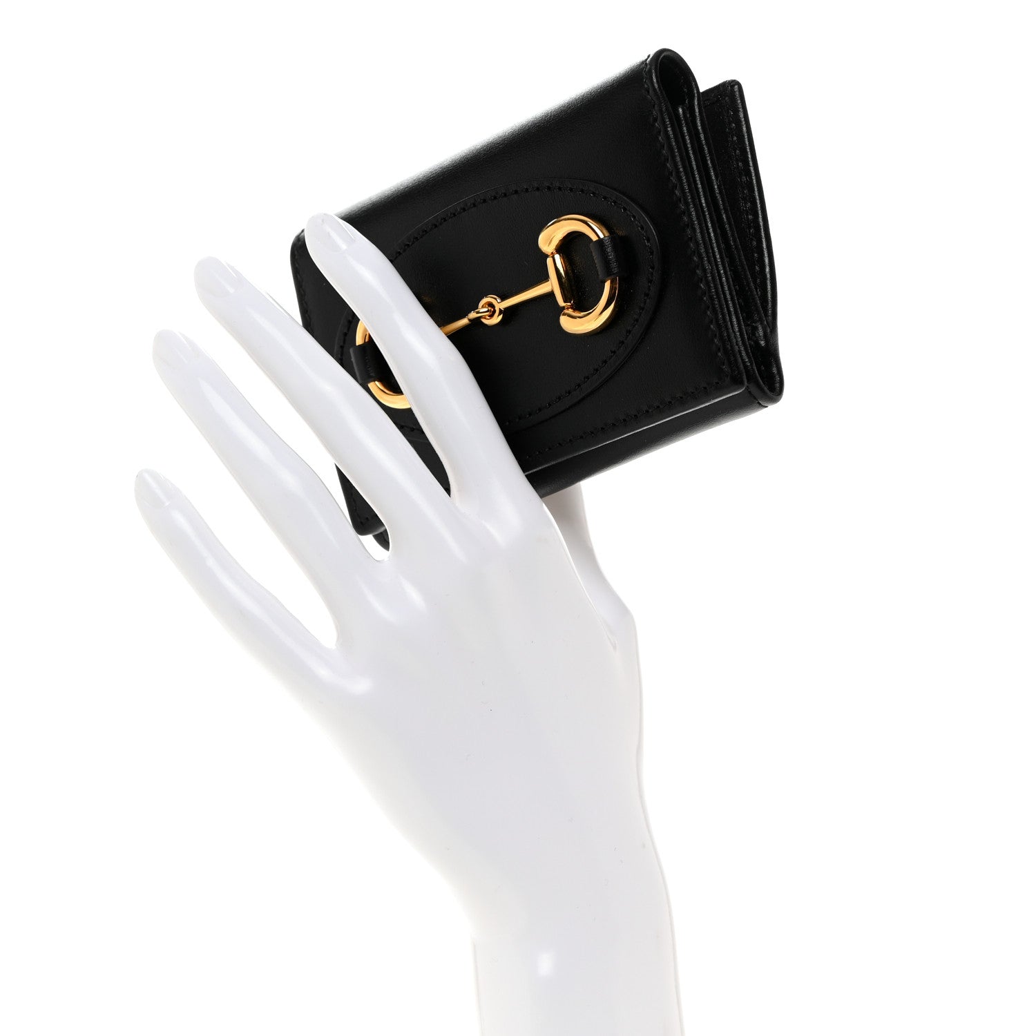 Gucci Boarded Plutone Calfskin Horsebit 1955 Tri Fold Wallet Black 2 of 8