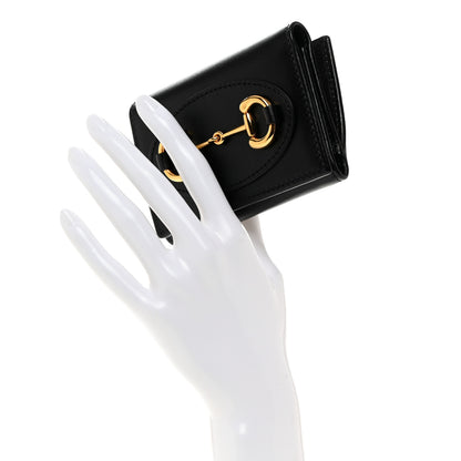 Gucci Boarded Plutone Calfskin Horsebit 1955 Tri Fold Wallet Black 2 of 8