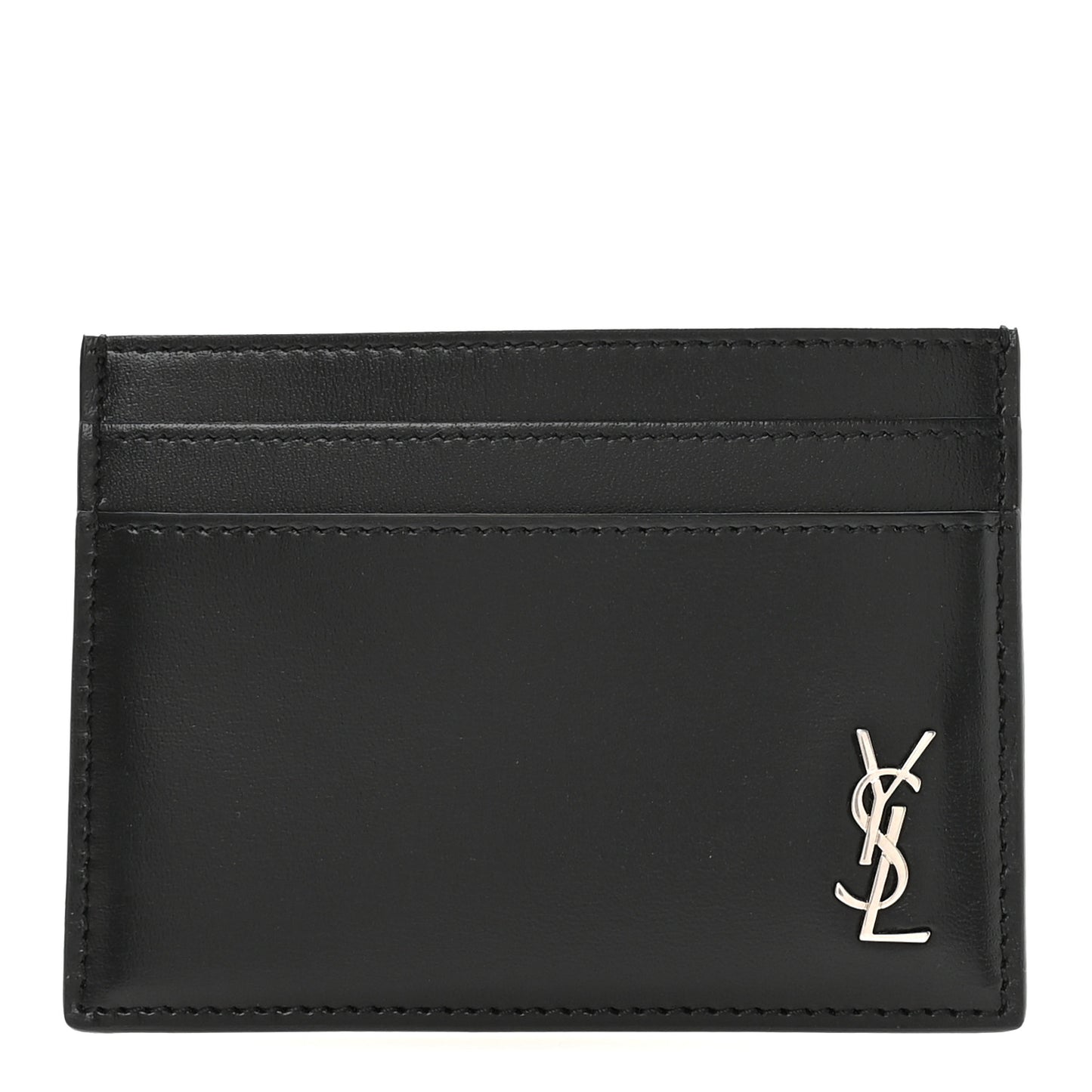 Calfskin Tiny Cassandre Credit Card Case Black