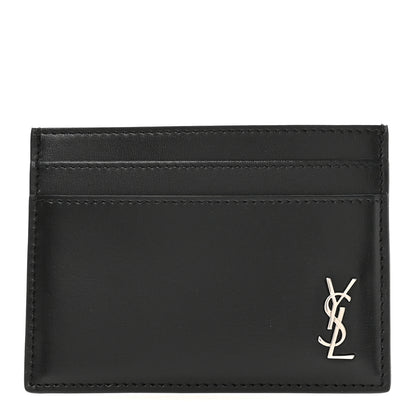Saint Laurent Calfskin Tiny Cassandre Credit Card Case Black 1 of 8