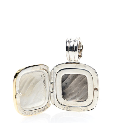 David Yurman Sterling Silver 18K Yellow Gold 16mm Sculpted Cable Locket Enhancer Pendant 3 of 5
