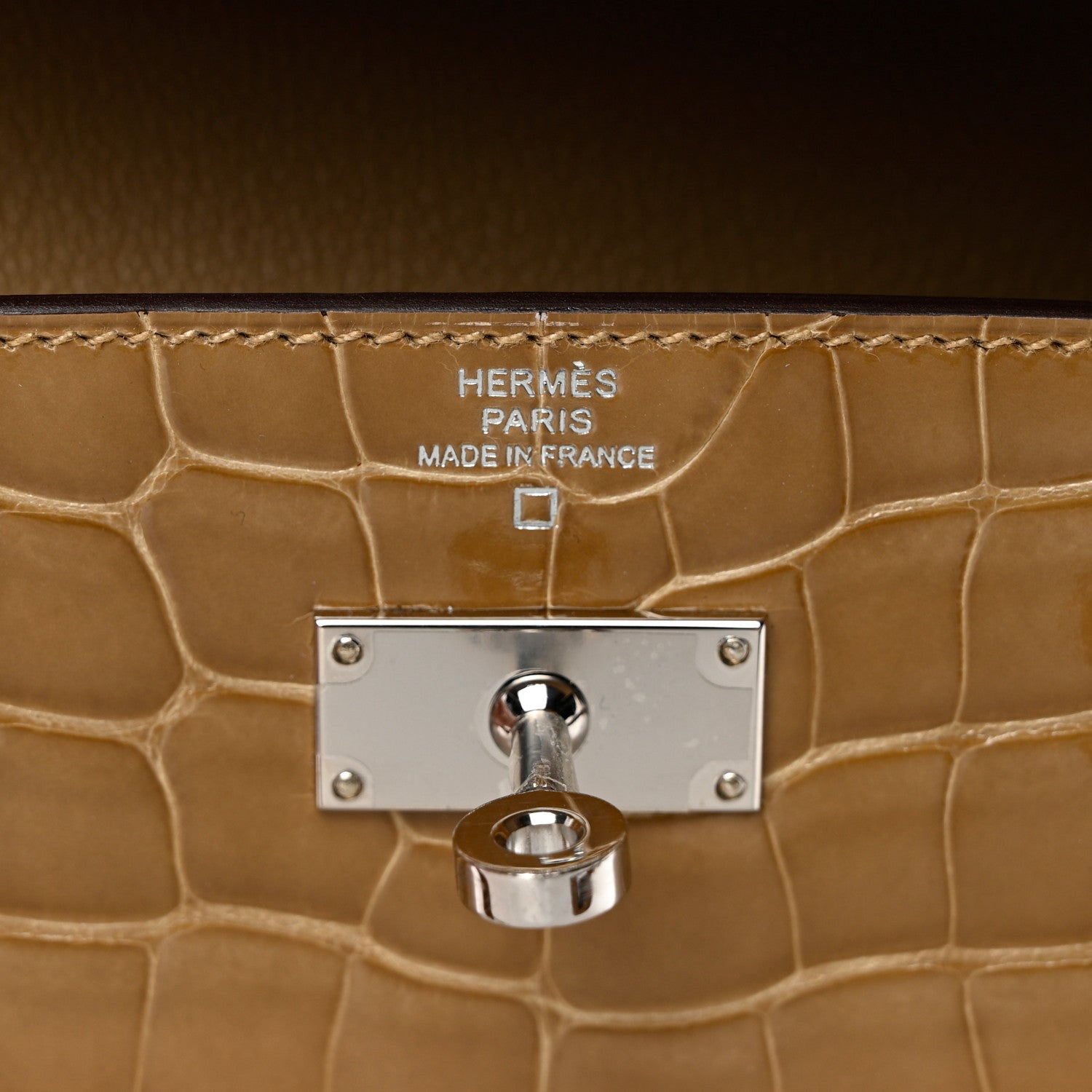 Hermes Shiny Alligator Kelly Longue Wallet Beige Sable 6 of 8