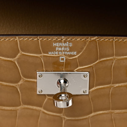 Hermes Shiny Alligator Kelly Longue Wallet Beige Sable 6 of 8