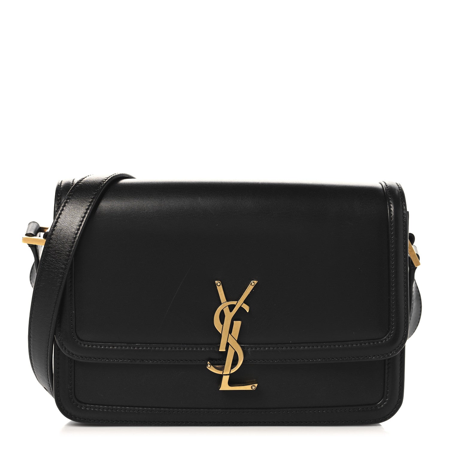 Saint Laurent Box Calfskin Monogram Medium Solferino Satchel Black 1 of 11