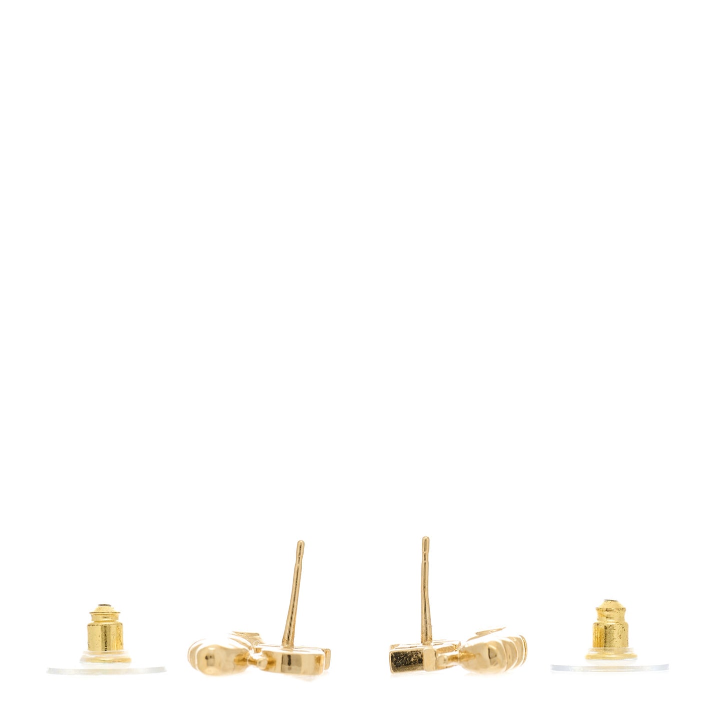 Crystal Heart Cha-Nel Logo Earrings Gold