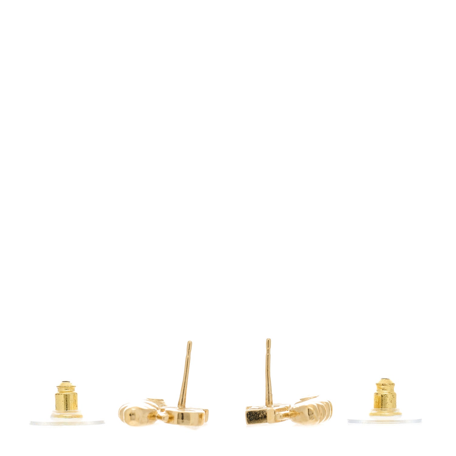 Chanel Crystal Heart Cha-Nel Logo Earrings Gold 3 of 4