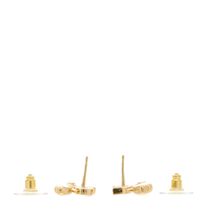 Chanel Crystal Heart Cha-Nel Logo Earrings Gold 3 of 4