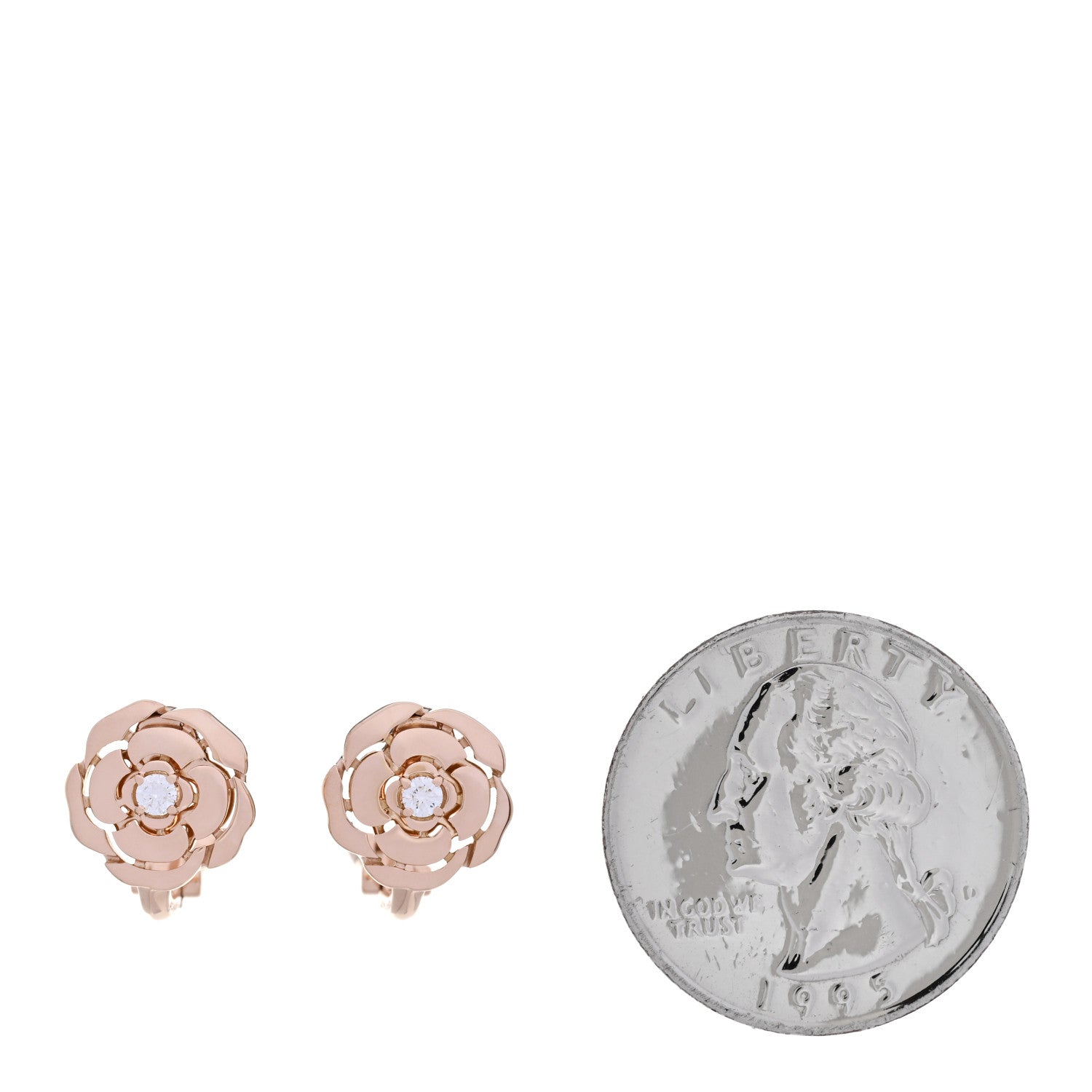 Chanel 18K Rose Gold Diamond Extrait de Camelia Earrings 2 of 5