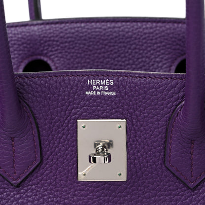 Hermes Taurillon Clemence Birkin 30 Ultraviolet 6 of 13
