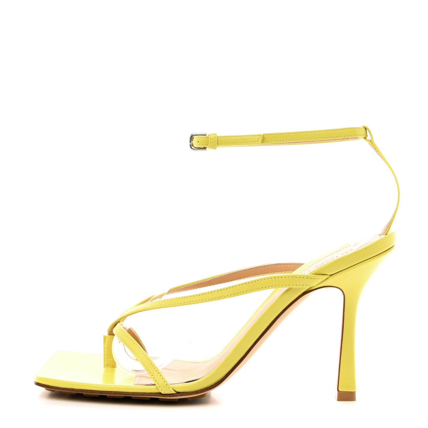 Lambskin Stretch Multi Strap 90mm Sandals 39 Pear