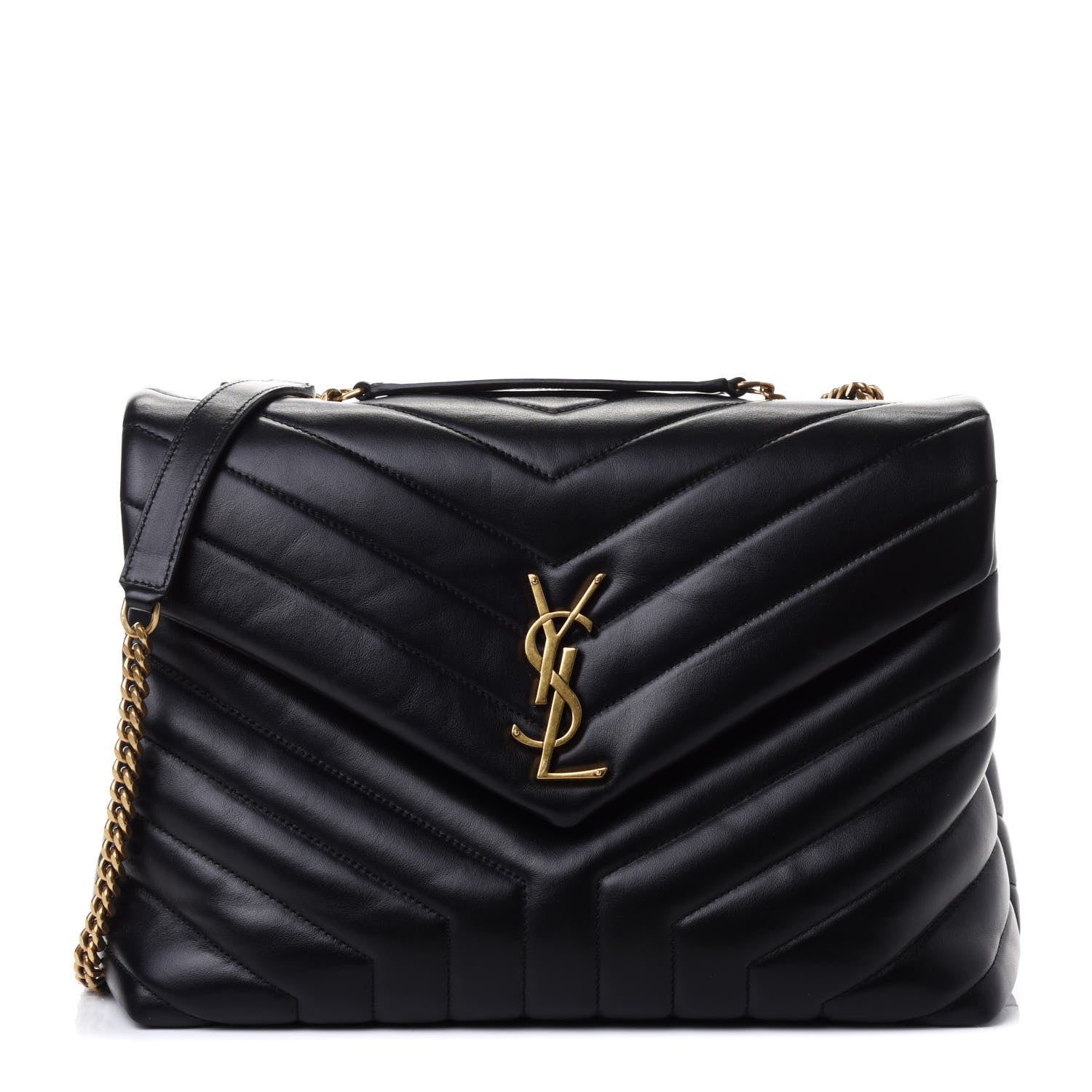 Saint Laurent Calfskin Y Quilted Monogram Medium Loulou Chain Satchel Black 1 of 4