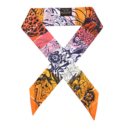 Hermes Silk Jungle Love Rainbow Twilly Orange Encre Vieux Rose 1 of 4