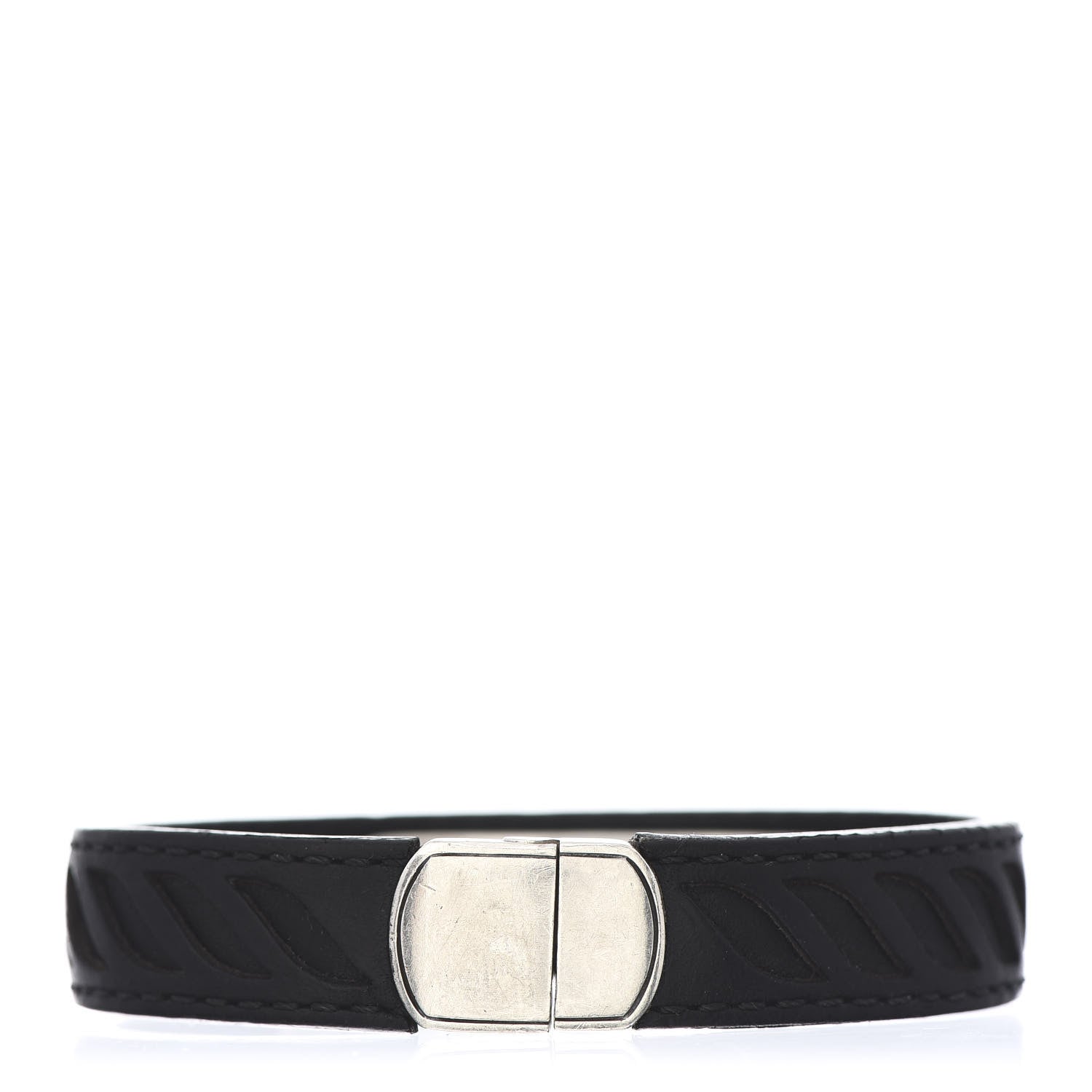 David Yurman Sterling Silver Leather Mens Cable ID Bracelet Black 3 of 4
