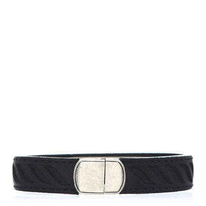 David Yurman Sterling Silver Leather Mens Cable ID Bracelet Black 3 of 4