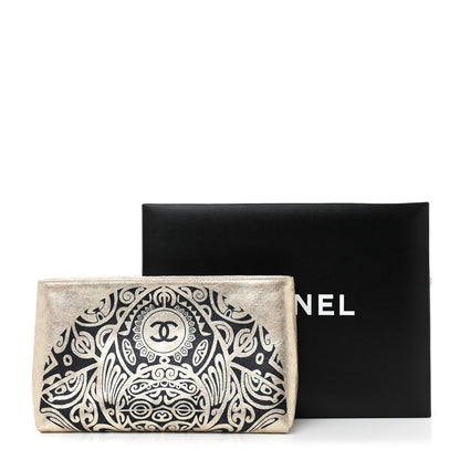 Chanel Metallic Lambskin Print Clutch Gold 12 of 12