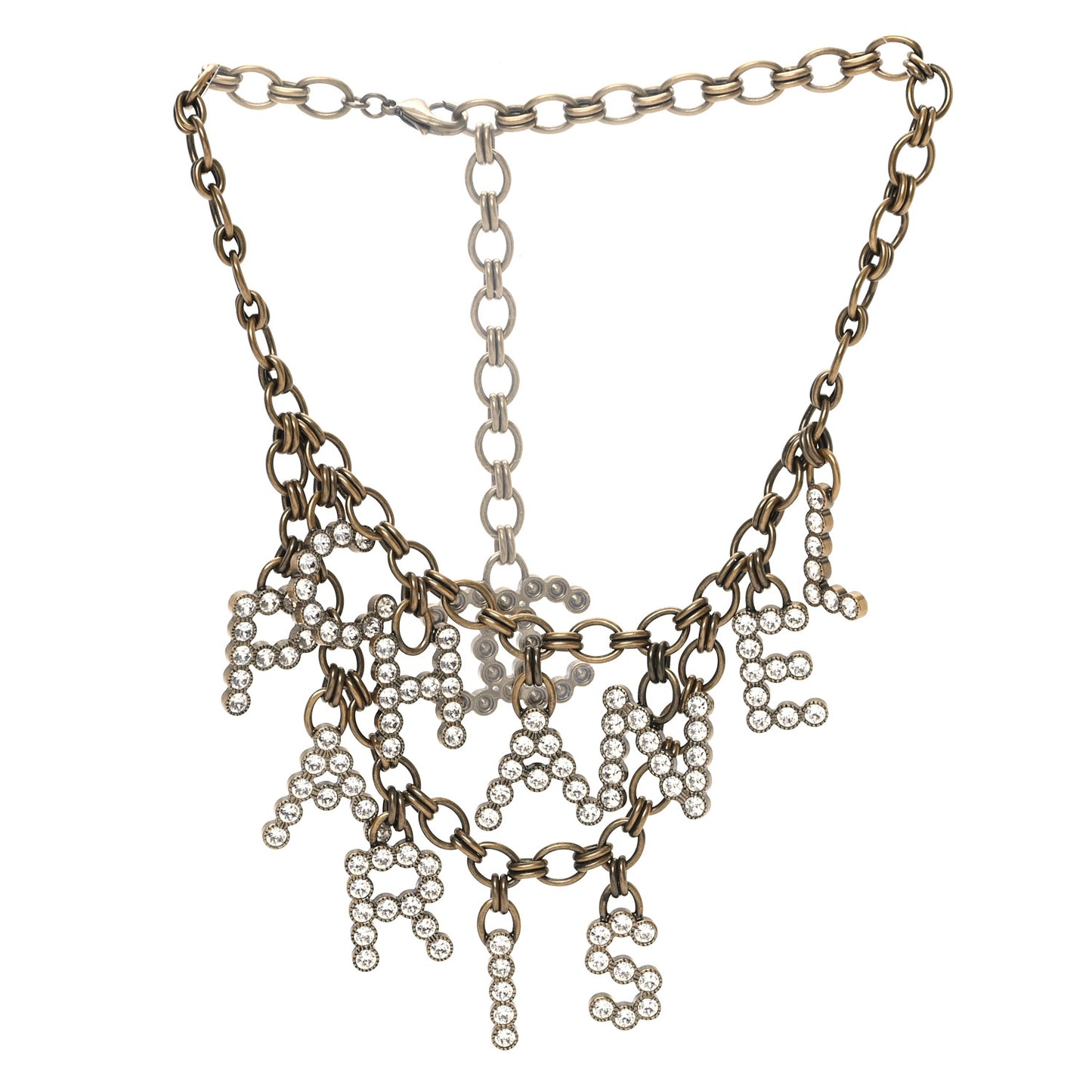 Crystal City of Lights Letter Chain Necklace Gold