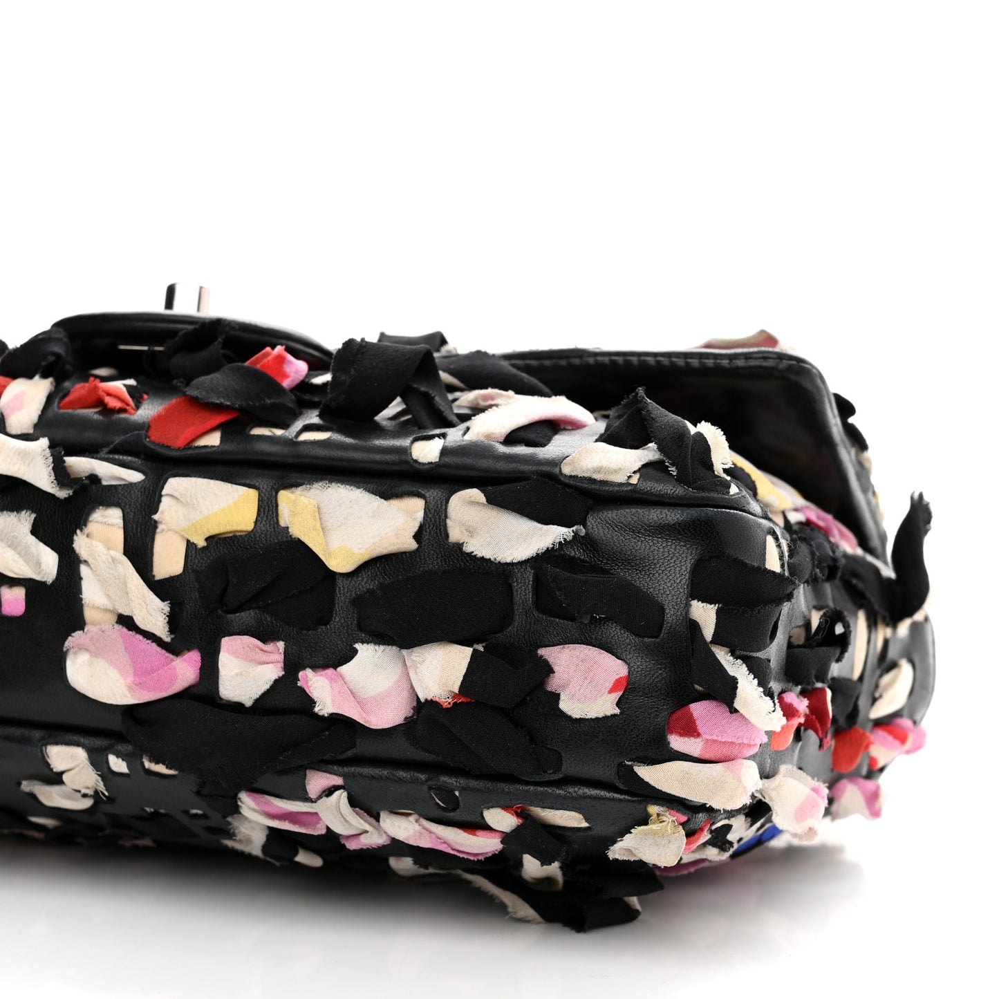 Silk Lambskin Ribbon Classic Flap Bag Black Multicolor