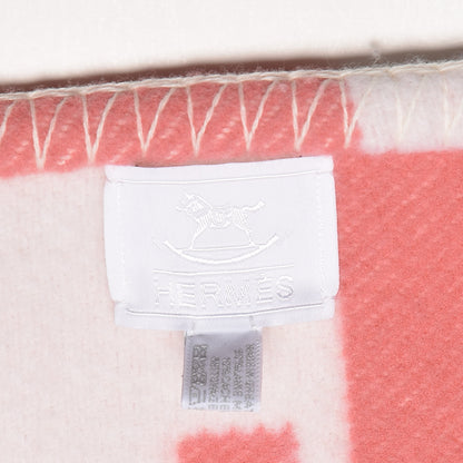 Hermes Wool Cashmere Avalon Baby Blanket Rose Airelle White 5 of 5